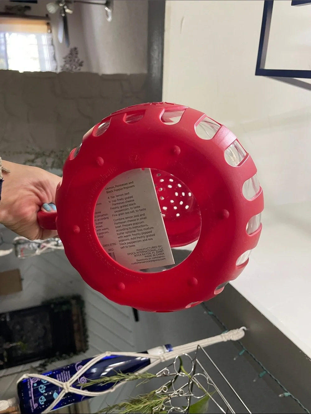 3 Qt Red Silicone-Trim Popcorn Maker with Handle